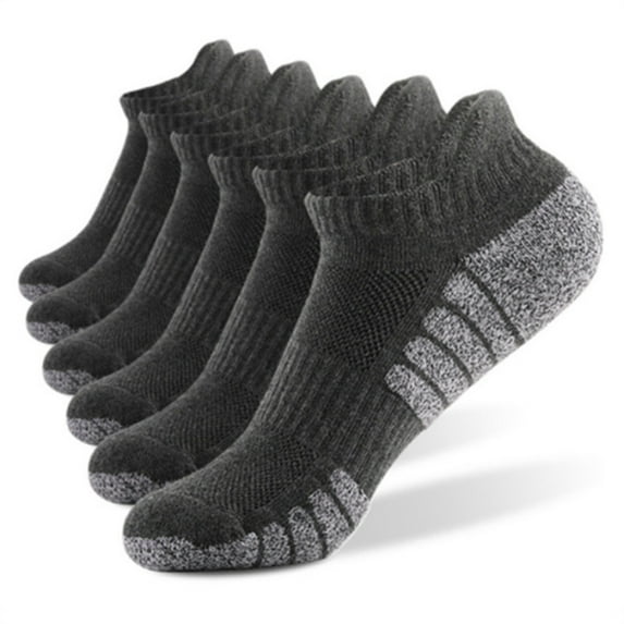 Casual Ankle Socks Low Cut Athletic Socks , Size 11-13 Hiking and Sports , 6 Pairs Multi-Size Options for Running, Hiking and Sports , Short socks Thick Cushion 6 Pair B-Gray