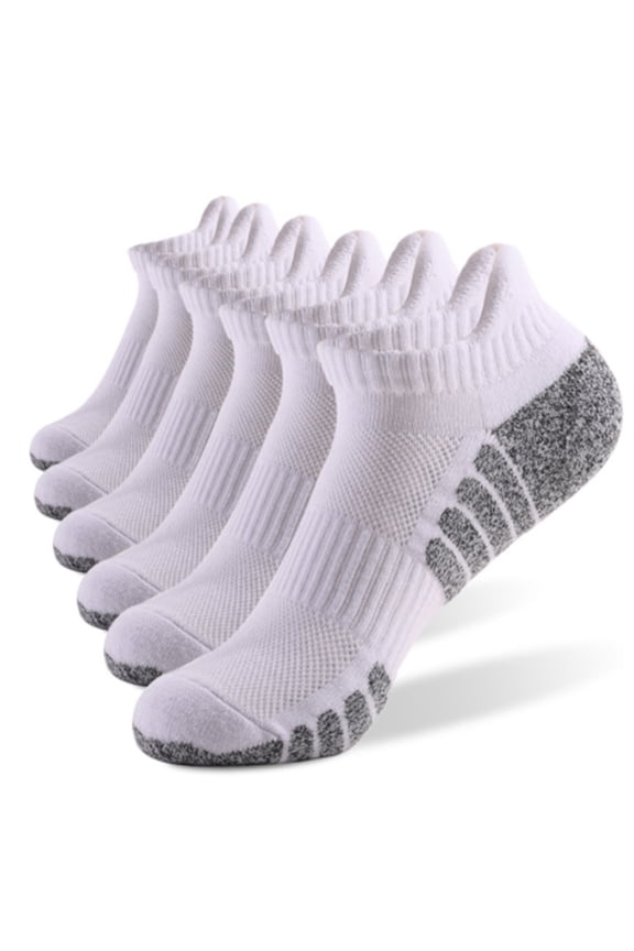 Casual Ankle Socks Low Cut Athletic Socks , Size 13.5-15 Hiking and Sports , 6 Pairs Multi-Size Options for Running, Hiking and Sports , Short socks Thick Cushion 6 Pair White