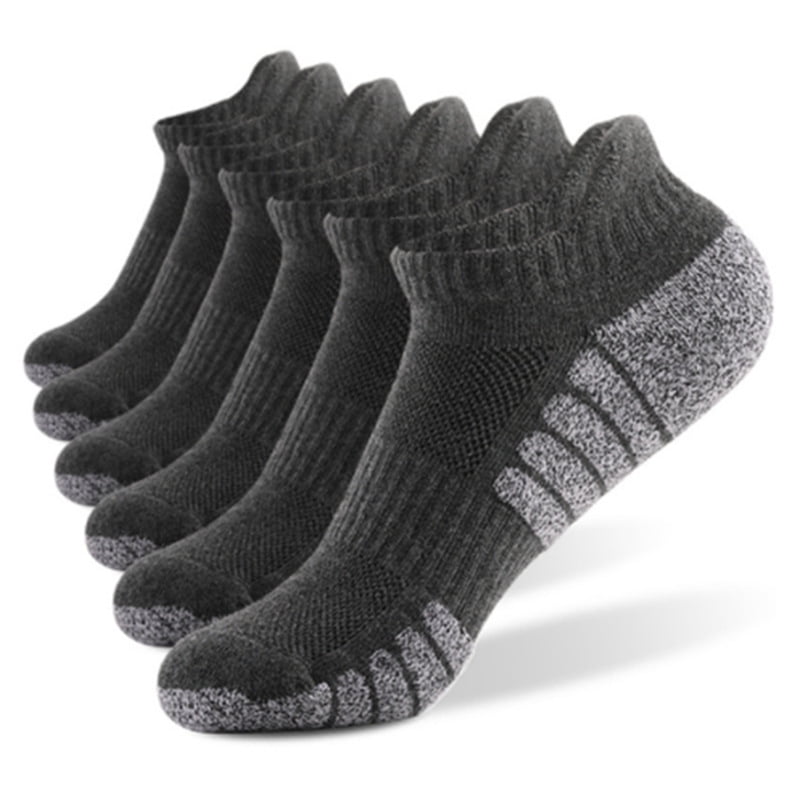 Casual Ankle Socks Low Cut Athletic Socks , Size 7.5-10 Hiking and Sports , 6 Pairs Multi-Size Options for Running, Hiking and Sports , Short socks Thick Cushion 6 Pair B-Gray