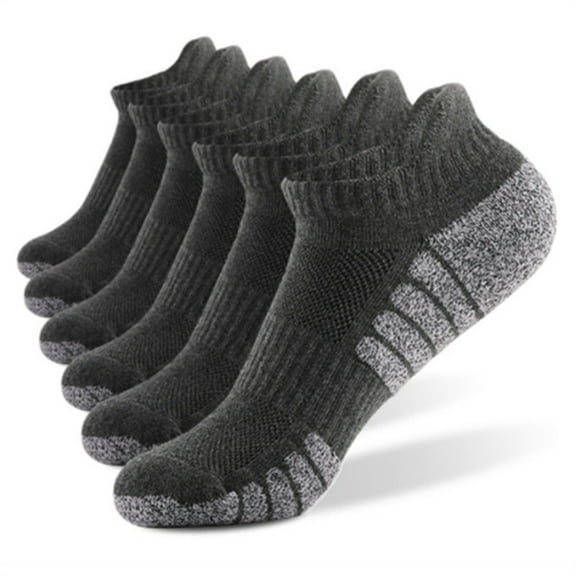 Casual Ankle Socks Low Cut Athletic Socks , Size 7.5-10 Hiking and Sports , 6 Pairs Multi-Size Options for Running, Hiking and Sports , Short socks Thick Cushion 6 Pair B-Gray