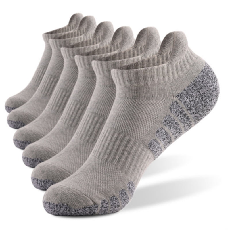 Casual Ankle Socks Low Cut Athletic Socks , Size 7.5-10 Hiking and Sports , 6 Pairs Multi-Size Options for Running, Hiking and Sports , Short socks Thick Cushion 6 Pair A-Gray