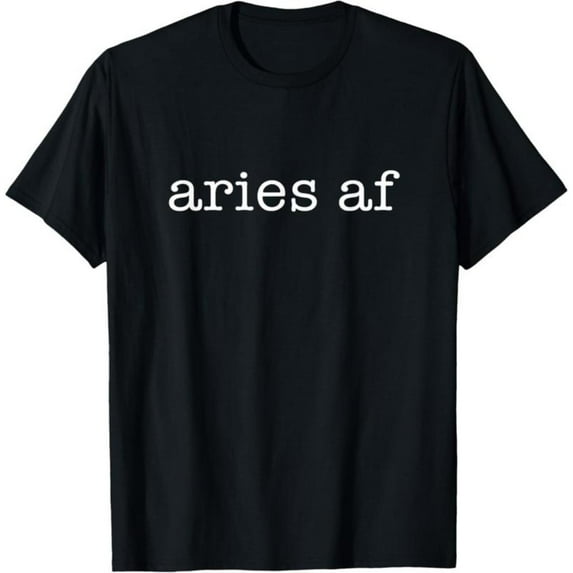 Casual Aries AF Zodiac T Shirt Graphic Tees April Birthday Top Vintage Short Sleeve Round Neck Black S-5XL