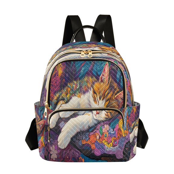 Casual Artistic Cat with Moon Backpack for School,College and Travel, Water Resistant Bookbag,