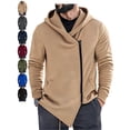thumbnail image 1 of Casual Asymmetric Zip Jackets for Men Hooded Long Sleeve Slim Fit Going Out Jacket, 1 of 6