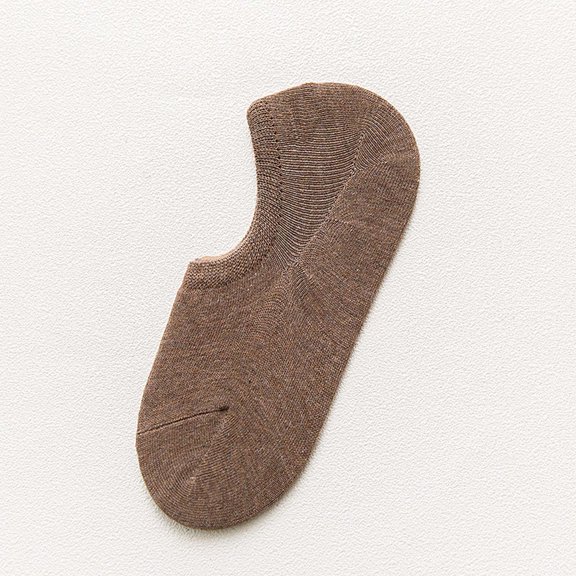 Casual Athletic Socks New Spring and Summer Solid Color Women's Invisible Socks Cotton Non Slip Socks Breathable Socks Style B-80 Coffee One Size