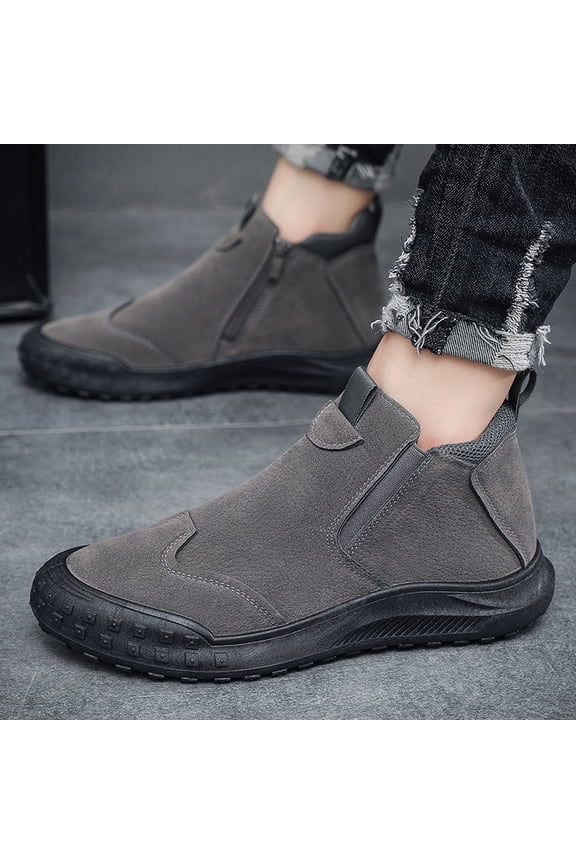 Casual Attire (Unisex) & High-Top Boots - Slip-On Outdoor Casual Shoes with Low-Cut Tube , Men's Rubber Sole & Cushioned Insole - All-Terrain Traction for,