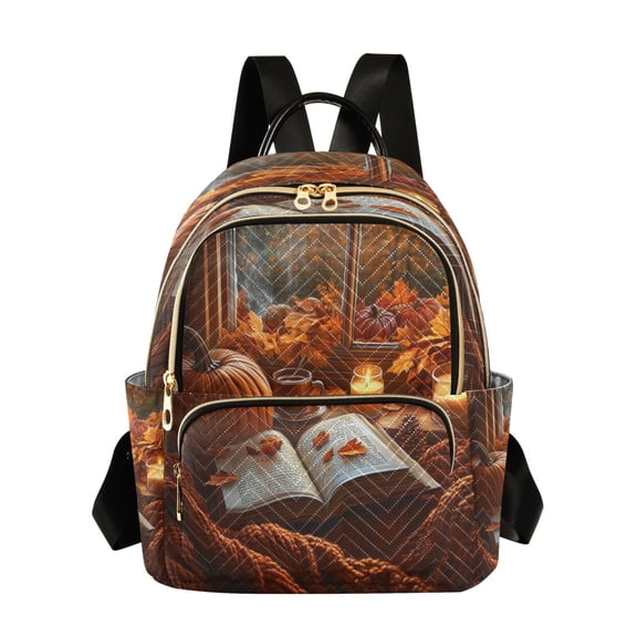 Casual Autumn Themed Bench Backpack for School,College and Travel, Water Resistant Bookbag,