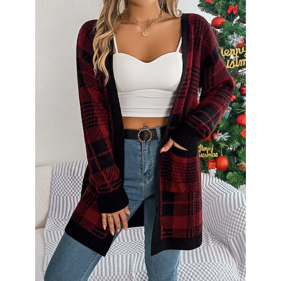 Casual Autumn Winter Cardigan Sweater (M, Red)