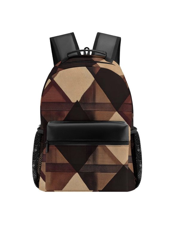 Casual Backpack 11.816.5in Casual Fashion Solid Wear-Resistant Adjustable Shoulder Strap Reinforced Pocket Design Argyle Plaid SaddleBrown_2