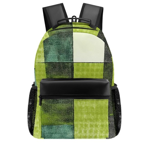 Casual Backpack 11.816.5in Casual Fashion Solid Wear-Resistant Adjustable Shoulder Strap Reinforced Pocket Design Chartreuse Retro Houndstooth Hand-drawn Sketch_4