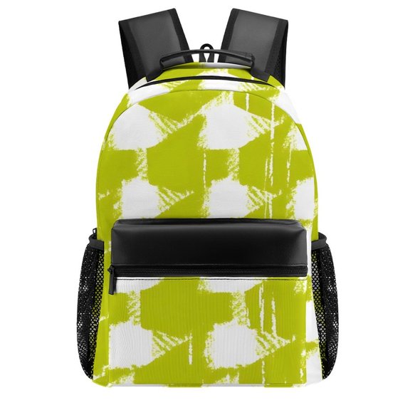 Casual Backpack 11.816.5in Casual Fashion Solid Wear-Resistant Adjustable Shoulder Strap Reinforced Pocket Design Chartreuse Retro Houndstooth Hand-drawn Sketch_1