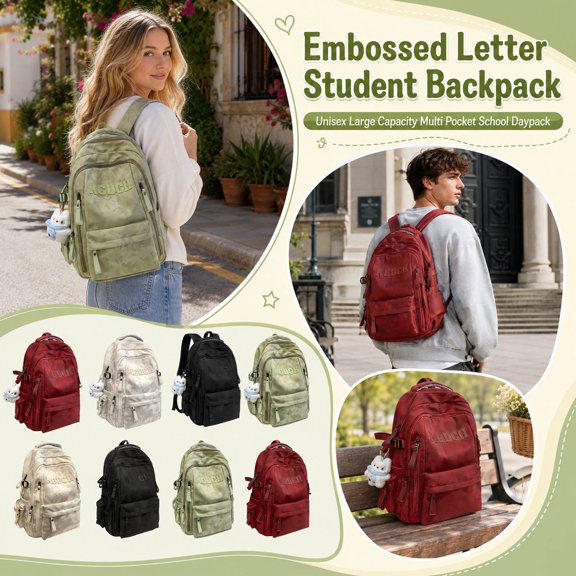 Casual Backpack, Back to School Supplies College, Multiple Pockets, Nylon Fabric, 18X13X7 Inch Large Capacity Daily Use Daypack with Laptop Compartment, Top Handle, Adjustable
