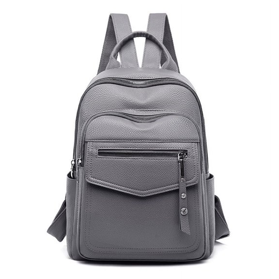Casual Backpack Simple Large Capacity Solid Color Mother Bag,Red