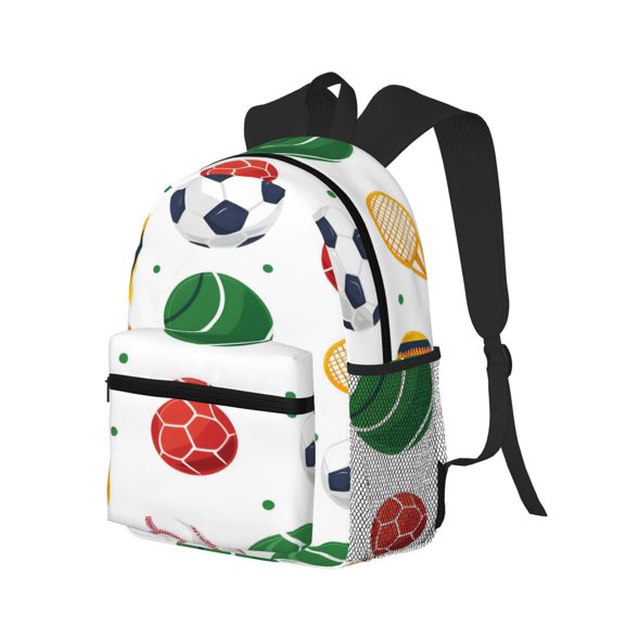 Casual Backpack Water Resistant Lightweight Daypack For Work Travel Hiking Camping Laptop Compartment & Side Mesh Pockets All Sports Balls