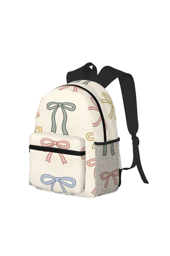 Casual Backpack Water Resistant Lightweight Daypack For Work Travel Hiking Camping Laptop Compartment & Side Mesh Pockets Colorful Bows (5)