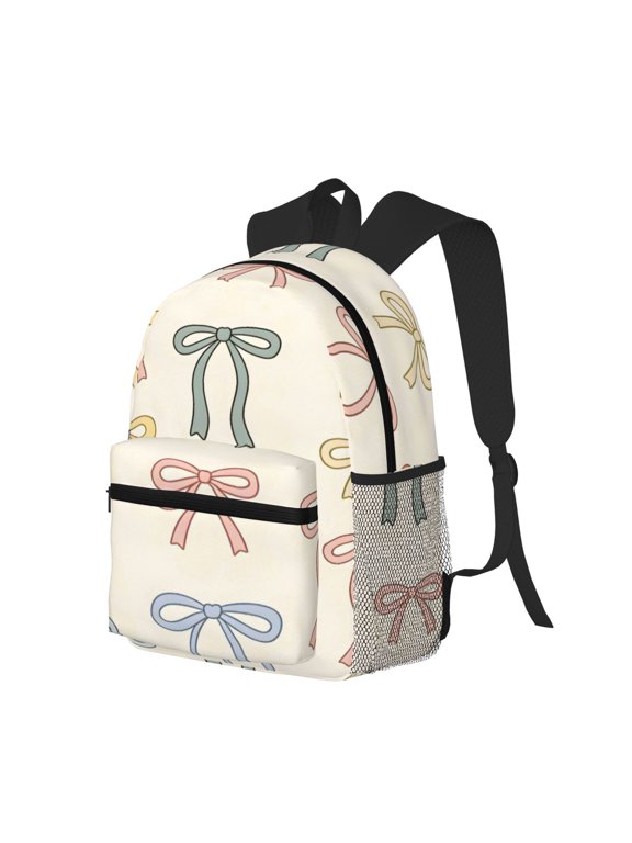 Casual Backpack Water Resistant Lightweight Daypack For Work Travel Hiking Camping Laptop Compartment & Side Mesh Pockets Colorful Bows (5)