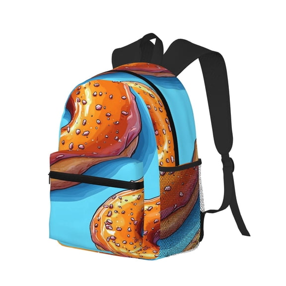 Casual Backpack Water Resistant Lightweight Daypack For Work Travel Hiking Camping Laptop Compartment & Side Mesh Pockets Donut
