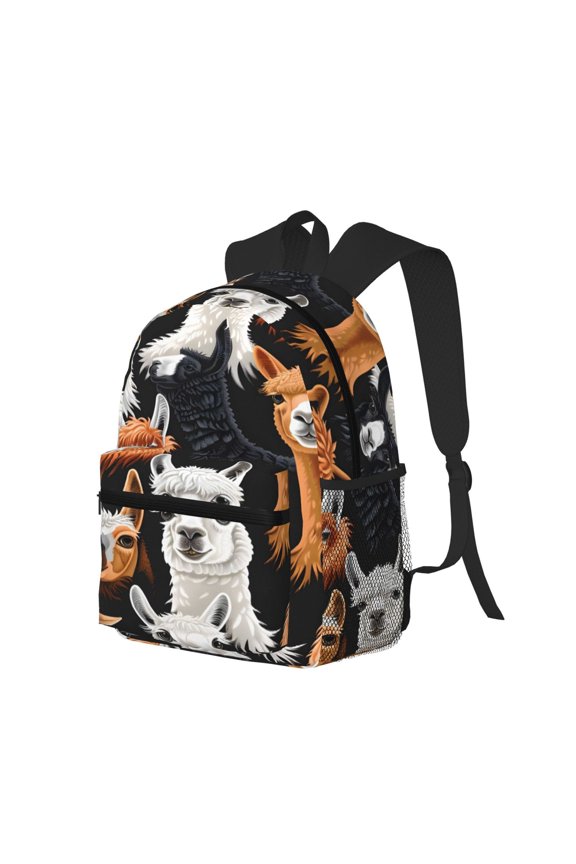 Casual Backpack Water Resistant Lightweight Daypack For Work Travel Hiking Camping Laptop Compartment & Side Mesh Pockets Funny Llamas Alpacas (1)