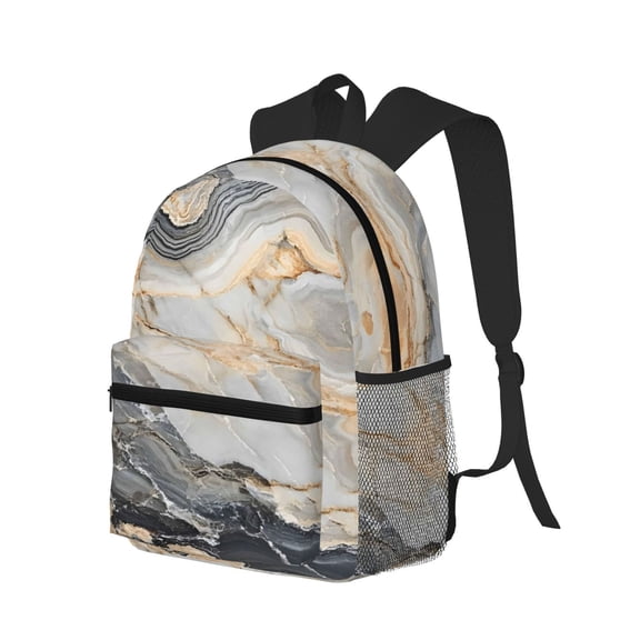 Casual Backpack Water Resistant Lightweight Daypack For Work Travel Hiking Camping Laptop Compartment & Side Mesh Pockets Gainsboro Marble_2