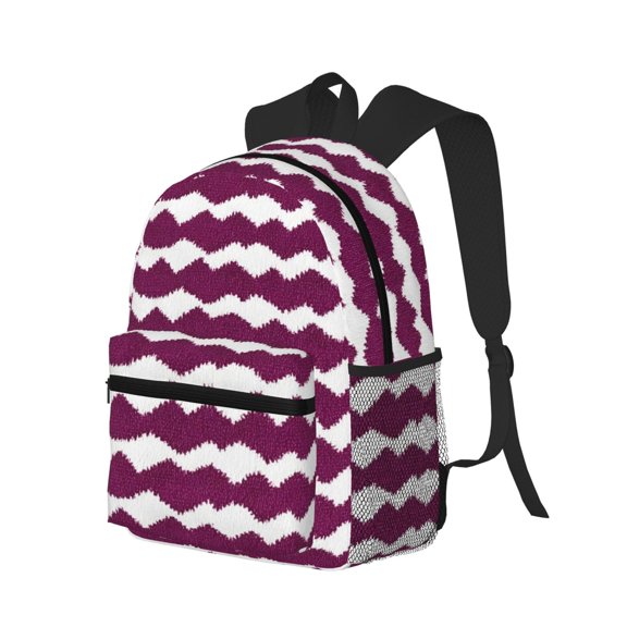 Casual Backpack Water Resistant Lightweight Daypack For Work Travel Hiking Camping Laptop Compartment & Side Mesh Pockets Magenta Houndstooth_3