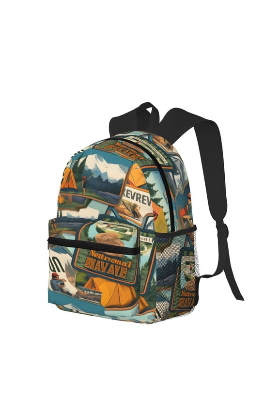 Casual Backpack Water Resistant Lightweight Daypack For Work Travel Hiking Camping Laptop Compartment & Side Mesh Pockets Nature Park Camping