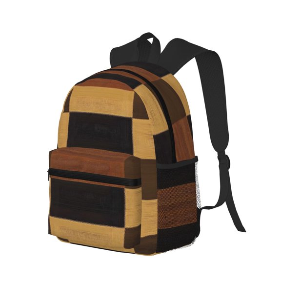 Casual Backpack Water Resistant Lightweight Daypack For Work Travel Hiking Camping Laptop Compartment & Side Mesh Pockets Plaid Fall Camo Brown_4