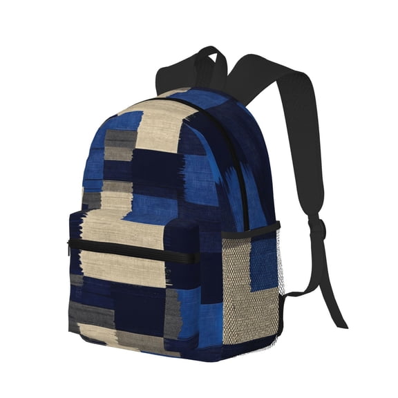 Casual Backpack Water Resistant Lightweight Daypack For Work Travel Hiking Camping Laptop Compartment & Side Mesh Pockets Plaid Fall Camo Royalblue_3