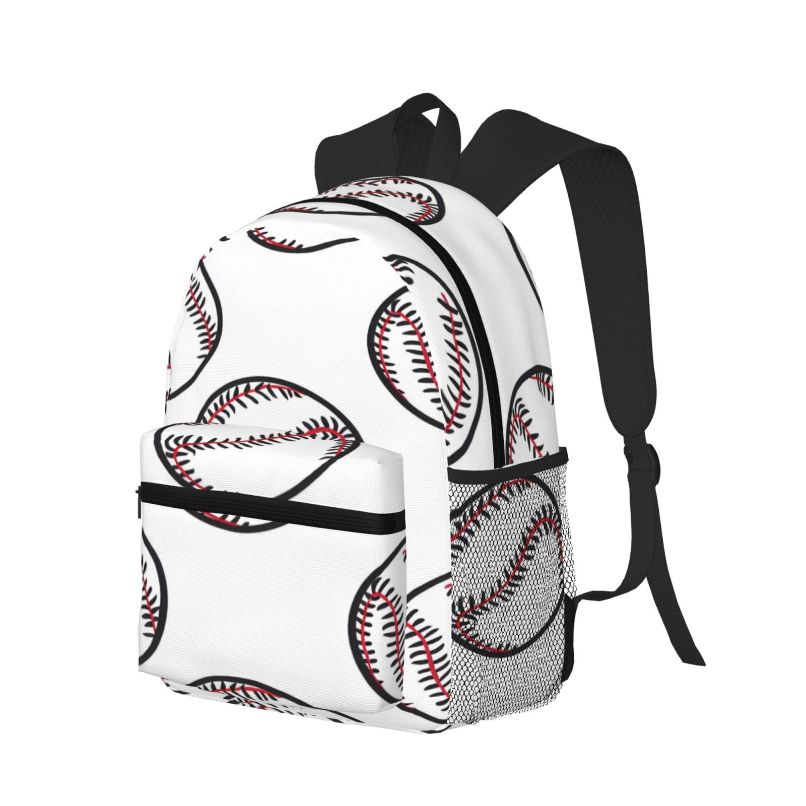Casual Backpack Water Resistant Lightweight Daypack For Work Travel Hiking Camping Laptop Compartment & Side Mesh Pockets Baseball Theme Sporty Dynamic Style