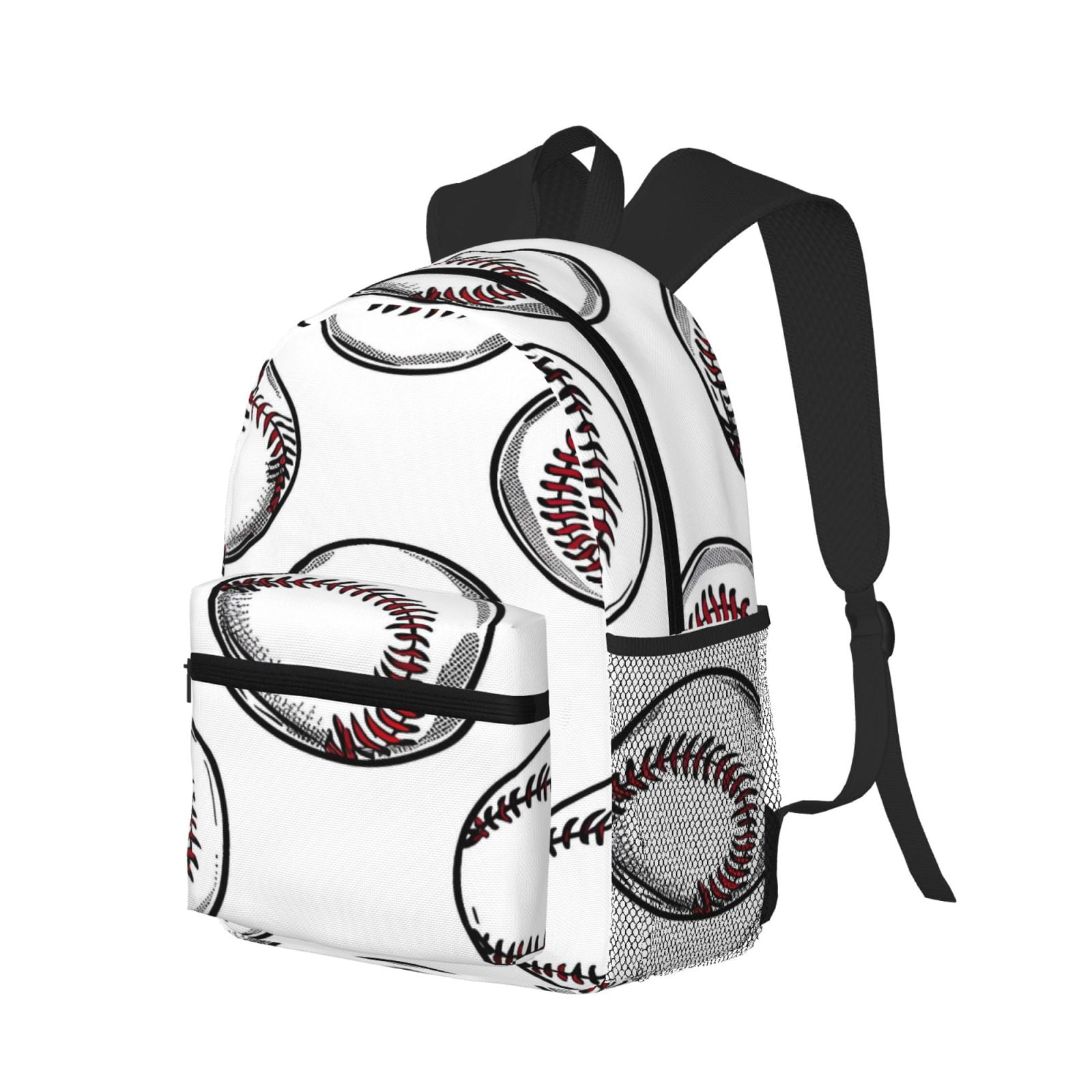 Casual Backpack Water Resistant Lightweight Daypack For Work Travel Hiking Camping Laptop Compartment & Side Mesh Pockets Baseball Theme Sporty Dynamic