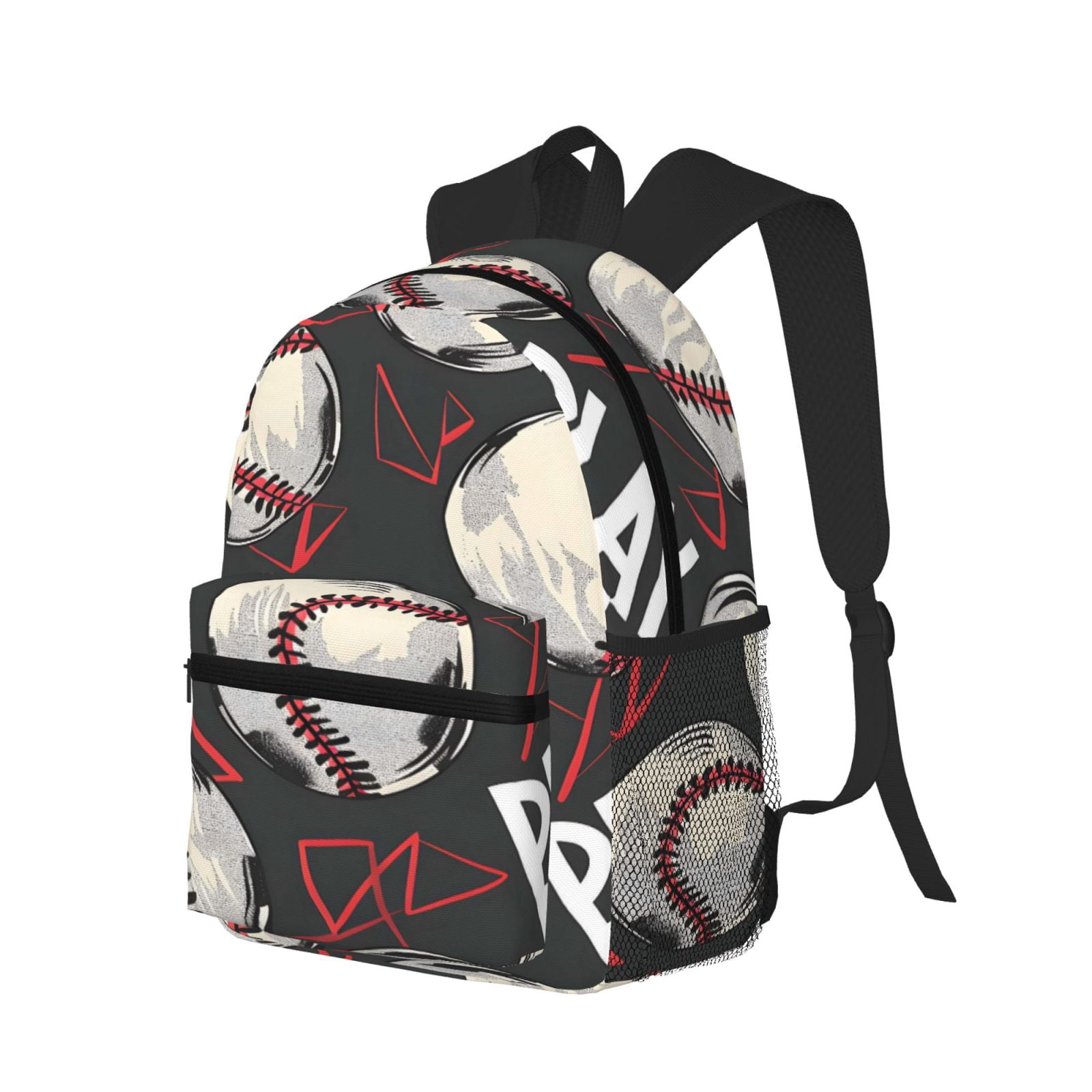 Casual Backpack Water Resistant Lightweight Daypack For Work Travel Hiking Camping Laptop Compartment & Side Mesh Pockets Baseball Theme Urban Street Sport Style (3)