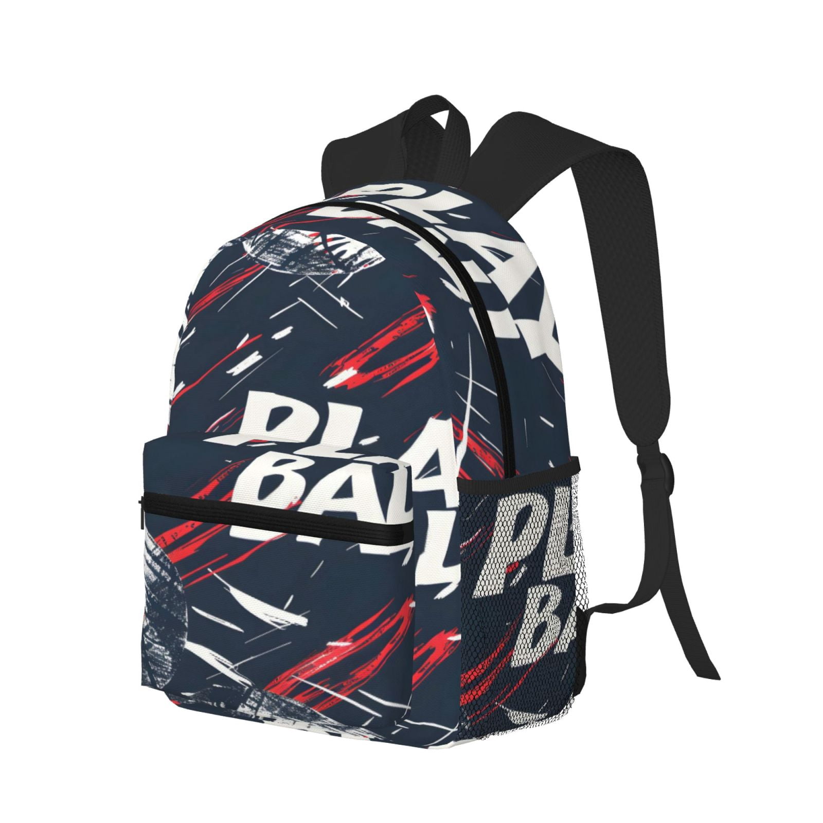 Casual Backpack Water Resistant Lightweight Daypack For Work Travel Hiking Camping Laptop Compartment & Side Mesh Pockets Baseball Theme Urban Street Sport Style (4)