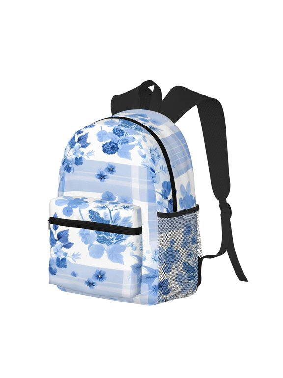 Casual Backpack Water Resistant Lightweight Daypack For Work Travel Hiking Camping Laptop Compartment & Side Mesh Pockets Blueviolet Moroccan Buffalo Plaid Tartan Check Hand-Drawn Sketch_4