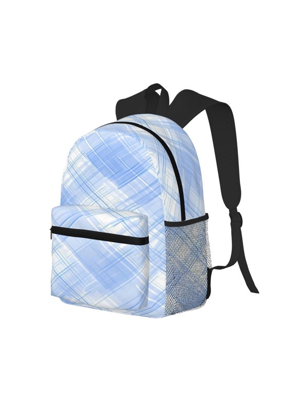 Casual Backpack Water Resistant Lightweight Daypack For Work Travel Hiking Camping Laptop Compartment & Side Mesh Pockets Blueviolet Moroccan Buffalo Plaid Tartan Check Hand-Drawn Sketch_3