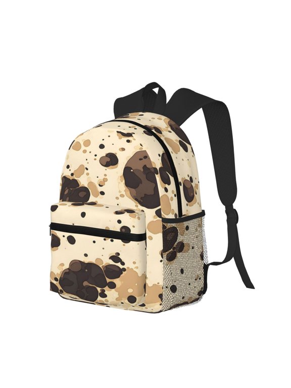 Casual Backpack Water Resistant Lightweight Daypack For Work Travel Hiking Camping Laptop Compartment & Side Mesh Pockets Milk Cow Print Style Sienna_1