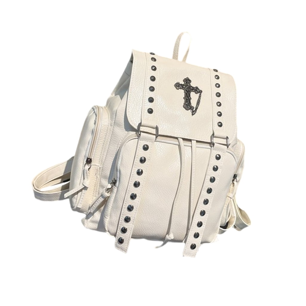 Casual Backpack with Rivet PU Daypack Aesthetic Rucksack Stylish and ...