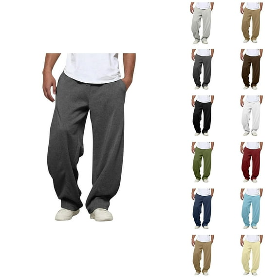 Casual Baggy Pants for Men 2025 Elastic Waist Comfortable Drawstring Relaxed Fit Lounge Pants with Pockets Trousers