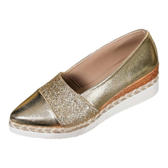 Casual Ballet Flats for Women Comfortable Go-To Shoes On Woven Platform Espadrille Casual Shoes Breathable Mesh Lightweight Comfortable Walking Footwear