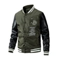 thumbnail image 1 of Casual Baseball Collar Jacket (M, ArmyGreen), 1 of 6