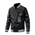thumbnail image 1 of Casual Baseball Collar Jacket (XXL, Black), 1 of 6