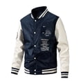 thumbnail image 1 of Casual Baseball Collar Jacket (XXL, DarkBlue), 1 of 6