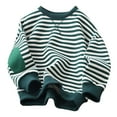 thumbnail image 1 of Casual Basic Sweatshirt New Girls Striped Pullover Children Long Sleeve Oversized Sweatshirt Casual Lightweight Tops Fall Winter Outfits Green 6 Years, 1 of 6