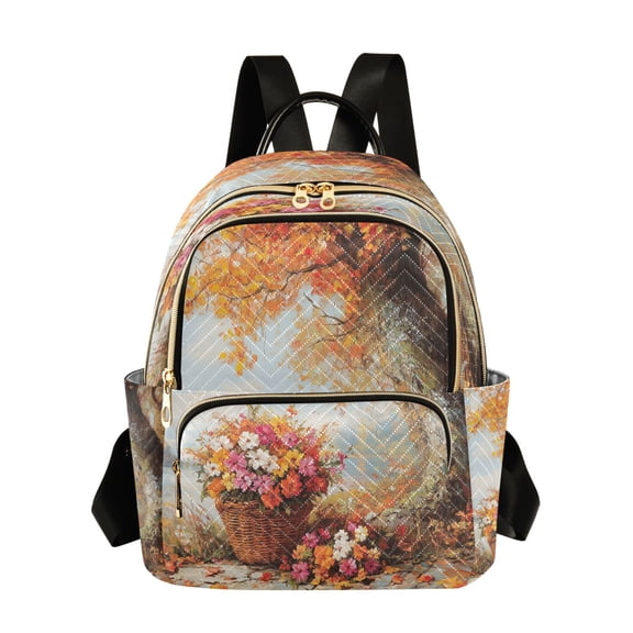 Casual Basket Of Flowers in Autumn Backpack for School,College and Travel, Water Resistant Bookbag,