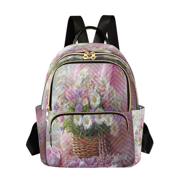 Casual Basket_of Flowers and Butterflies Backpack for School,College and Travel, Water Resistant Bookbag,