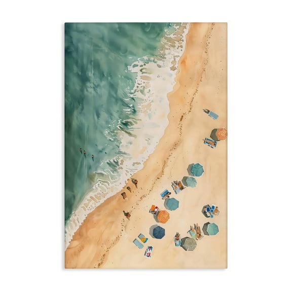 Stupell Industries Casual Beach Aerial Perspective Canvas Wall Art, design by LSR Design Studio, 45 x 30