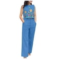 thumbnail image 1 of Casual Beach Outfits for Women Womens Two Piece Sets Clothing Set Female V-Neck Sleeveless Tops Pants Sets Long Pant Style S_268 Women's Tracksuits Blue XL, 1 of 6