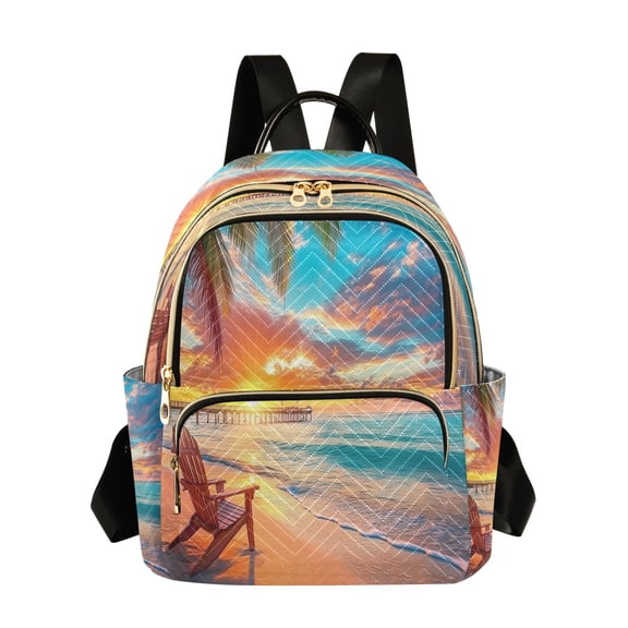 Casual Beach Sunset with Palm Trees Backpack for School,College and Travel, Water Resistant Bookbag,