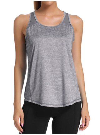 Spencer Women's Workout Tank Tops Casual Sleeveless Racerback Athletic Yoga  Tops Quick Dry Sport Shirts for Gym Exercise (L, Grey) 