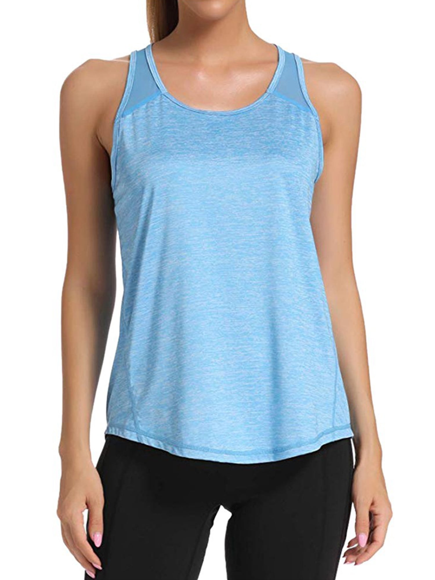 Casual Beach Tanks Loose Sports Tank Tops for Women Round Neck Sleeveless  Shirts Summer Holidays Gym Exercise Wear Womens Activewear Tees Tops 
