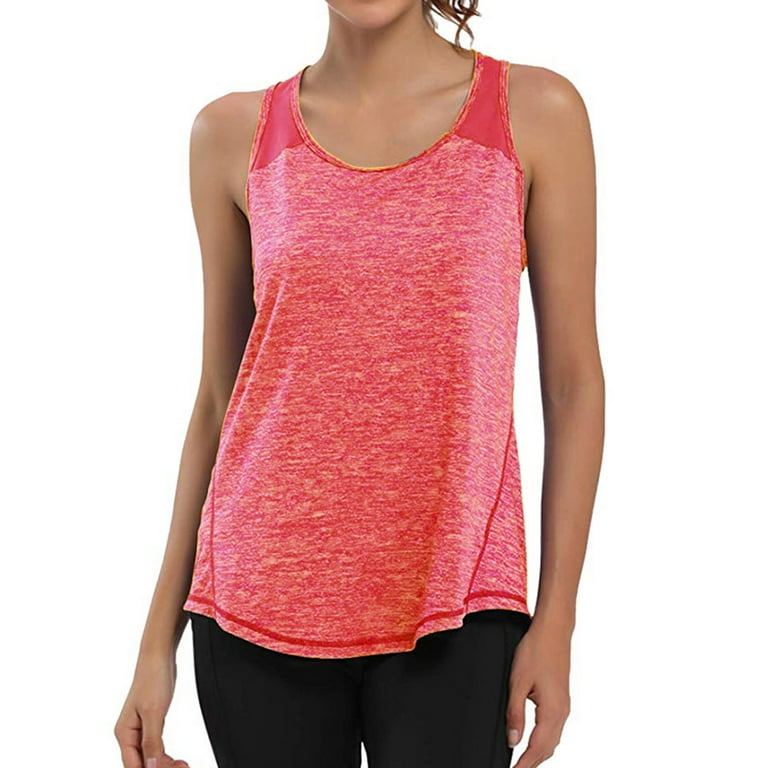 Casual Beach Tanks Loose Sports Tank Tops for Women Round Neck