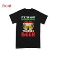 thumbnail image 1 of Casual Beer Christmas Tee T Shirt Graphic Tops Santa Hat Mugs Holiday Drinking Design Short Sleeve Round Neck Black S-5XL, 1 of 5